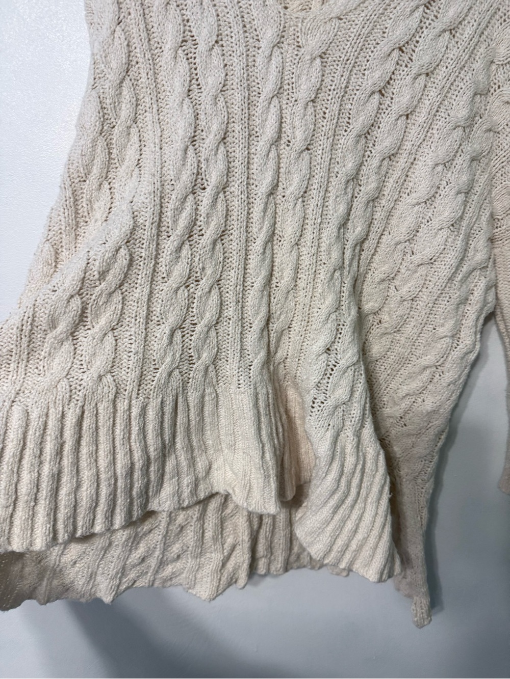 Free People Easy Cable V-Neck Sweater Ivory see tag - Picture 7 of 10